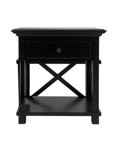 Sorrento Hamptons Bedside Table W/Drawer Black, W 60cm D 40cm H 65cm (RRP $499)