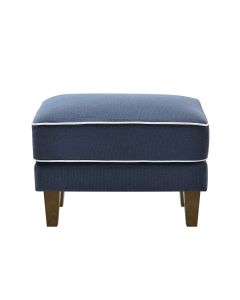 Bondi Hamptons Ottoman Navy with White Piping, W 60cm D 40cm H 40cm (RRP $499)