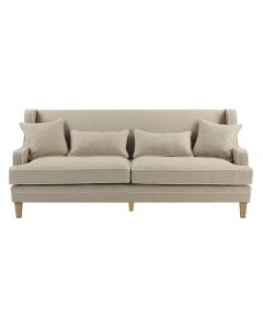Bondi Hamptons 3 Seat Sofa Natural/White Piping, W 215cm D 95cm H 94cm (RRP $2499)