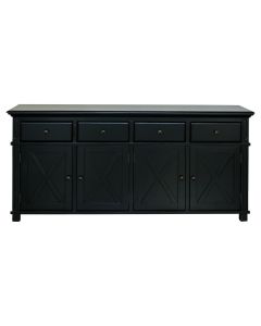 Sorrento 4 Door Hamptons Buffet Black, W 188cm D 50cm W 85cm (RRP $2499)