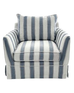Noosa Hamptons Armchair Blue Sky Stripe, W 91cm D 90cm H 80cm (RRP $1699)