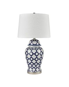 Lucca Blue & White Jar Shaped Lamp & Shade - Lamp Base & Shade (RRP $399)