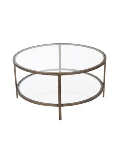 Palladium Brass Iron & Glass Coffee Table, 90cm diameter, 45cm H (RRP $699)