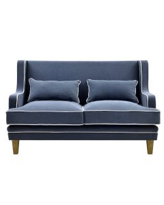 Bondi Hamptons 2 Seat Sofa Navy W/White Piping, W 155cm D 92cm H 94cm (RRP $1999)