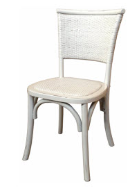 "Islander" Plantation Style Cane Weave Rattan Dining Chair White (RRP $349)