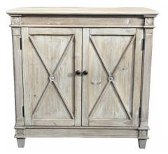 "New Hampshire" Recycled Timber Buffet Sideboard with 2 Doors White Wash, 90cmL x 40cmD x 90cmH