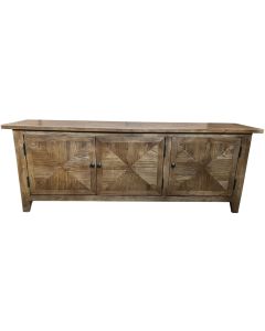 "Villa" Hamptons Style Parquetry 3 Door Entertainment TV Unit Recycled Elm, 160cm x 40cm x 58cmH (RRP $1799)