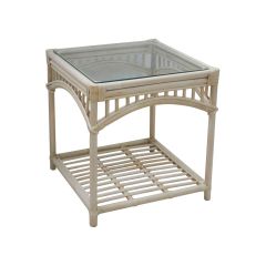 "Airlie" Hamptons Style Alfresco Side Table in Natural Rattan, 60x60x64cm (RRP $549)
