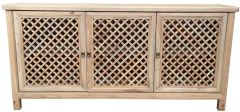 "St Barts" Hamptons Style 3 Door Buffet Recycled Elm with Lattice Doors Natural, 180cm x 45cm x 85cmH (RRP $2799)