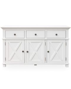 Sorrento 3 Door Hamptons Buffet White, W 145.3cm D 50cm H 85cm (RRP $1799)