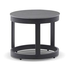 "Montego Bay" Hamptons Style Outdoor Ceramic & Aluminium Round Side Table in Charcoal