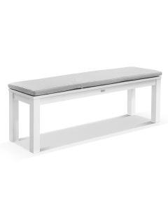 "Hawaii" Resort Style Aluminium Dining Bench 150cm White, Grey Cushion (RRP $999)