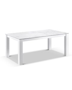 "Montego Bay" Hamptons Style Outdoor Ceramic & Aluminium Dining Table White, L180cm x D103cm x H77cm