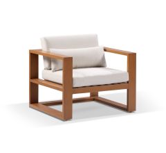 "Hawaii" Hamptons Style Outdoor Aluminium 1 Seater Armchair in Teak with Cream Cushions