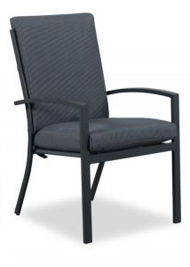 "Santorini" Resort Style Outdoor Aluminium High Back Dining Chair in Gunmetal, Grey Seat & Back Cushion (RRP $349)