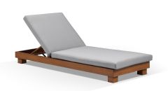 "Hawaii" Hamptons Style Aluminium Sun Lounge in Teak Look with Olefin Grey Cushion