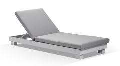 "Hawaii" Hamptons Style Aluminium Sun Lounge in White with Olefin Grey Cushions 