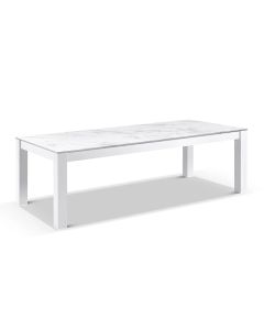 "Montego Bay" Hamptons Style Outdoor Ceramic & Aluminium Dining Table White, L250cm x D103cm x H77cm