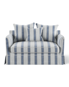 Noosa Hamptons 1.5 Seat Sofa Bed Blue Sky Stripe, W 140 D 91 H 80cm (RRP $2999)