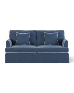 Byron Hamptons 2.5 Seat Sofa Navy with White Piping, W 190cm D 96cm H 78cm (RRP $2859)