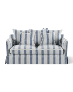 Noosa Hamptons 2 Seat Sofa Blue Sky Stripe, W 170cm D 91cm H 80cm (RRP $2279)