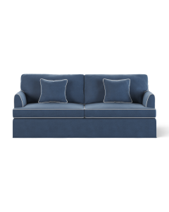 Byron Hamptons 3 Seat Sofa Navy with White Piping, W 223cm D 96cm H 78cm (RRP $3285)