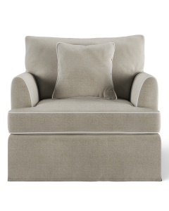 Byron Hamptons Armchair Natural with White Piping, W 99cm D 96cm H 78cm (RRP $1849)
