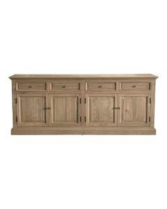 "Maine" Hamptons Style 4 Door 4 Drawer Buffet Sideboard Weathered Oak, 200cmW x 43cmD x 80cmH (RRP $3499)