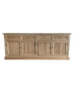 "Maine" Hamptons Style 4 Door 4 Drawer Buffet Sideboard Natural Oak, 200cmW x 43cmD x 80cmH (RRP $3499)