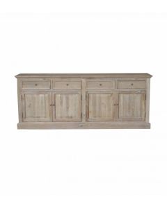"Maine" Hamptons Style 4 Door 4 Drawer Buffet Sideboard Whitewashed Oak, 200cmW x 43cmD x 80cmH (RRP $3499)