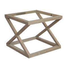 "Mirage" Hamptons Style Solid Oak Timber Glass Top Side Table, Weathered Oak (RRP $799)
