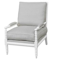 "Bobbin" Hamptons Style Linen Fabric & Oak Timber Armchair, White & Natural Linen (RRP $1499)