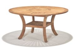 "Hayman" Solid Natural Teak Round Outdoor Dining Table, 150cm