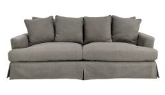 "Somerset" Hamptons Style Fabric 3 Seater Sofa Lounge with Cushions Slate, 236cmL x 115cmD x 91cmH (RRP $3499)