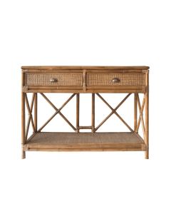 Cayman Rattan 2 Drawer Hamptons Console Natural, W 120cm D 40cm H 86cm (RRP $1499)