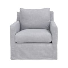 "Somerset" Hampton Style Fabric Swivel Chair Feather Filled with Removable Slip Covers, Glacier (RRP $1499)