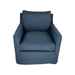 "Somerset" Hampton Style Fabric Swivel Chair Feather Filled with Removable Slip Covers, Navy (RRP $1599)