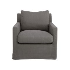 "Somerset" Hampton Style Fabric Swivel Chair Feather Filled with Removable Slip Covers, Slate (RRP $1599)