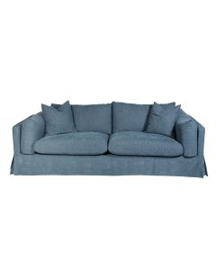 "Kirra" Coastal Style Fabric 3.5 Seater Sofa Lounge Feather Filled with Removable Slip Covers, Blue 235cmL x 100cmD x 84cmH (RRP $3499)