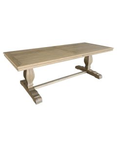 Sophia Hamptons Style Hardwood Timber Dining Table with Pedestal Base, Weathered Oak 240x100x78cm (RRP $4499)