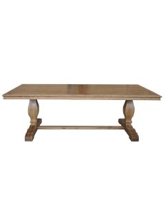 Sophia Hamptons Style Hardwood Timber Dining Table with Pedestal Base, Natural Oak 240x100x78cm (RRP $4499)