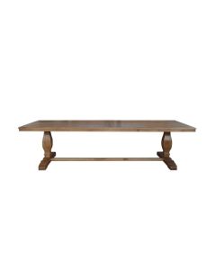 Sophia Oak Trestle Hamptons Style Hardwood Timber Dining Table with Pedestal Base, Natural Oak 300x120x78cm (RRP $5499)