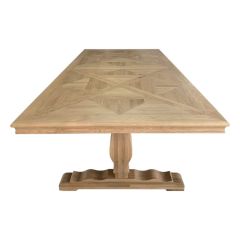 "Sophia" Hamptons Style Hardwood Parquet Timber Dining Table Pedestal Base, Natural Oak 240x100cm (RRP $4499)