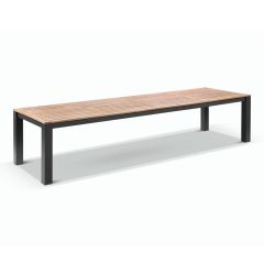 "Newport" Hamptons Style Outdoor 3.55m Aluminium and Teak Top Dining Table in Charcoal