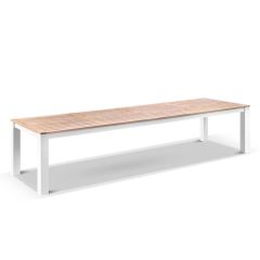"Newport" Hamptons Style Outdoor 3.55m Aluminium and Teak Top Dining Table in White