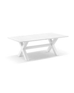 "Tahiti" Hamptons Resort Style Outdoor Aluminium Dining Table White, L210cm x W102cm x H75cm (RRP $1499)