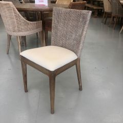 "Tahiti" Hamptons Style Rattan Dining Chair, Greywash with Mindi Timber Legs (RRP $399)