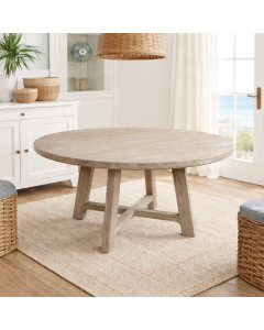 "Seminyak" Resort Style Round Solid Hardwood Timber Dining Table, 120cm Dia x 76cmH (RRP $1999)