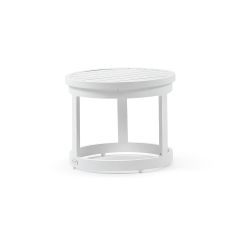 "Hawaii" Hamptons Style Outdoor Aluminium Round Side Table in White, D51cm x H43cm 