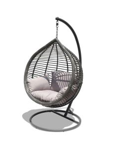 RESORT STYLE OUTDOOR HANGING EGG CHAIR IN SLATE GREY WITH STAND